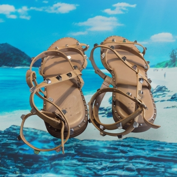 GUC A New Day Tan Studded Women's Gladiator Style Sandals Size 11 - Picture 4 of 10